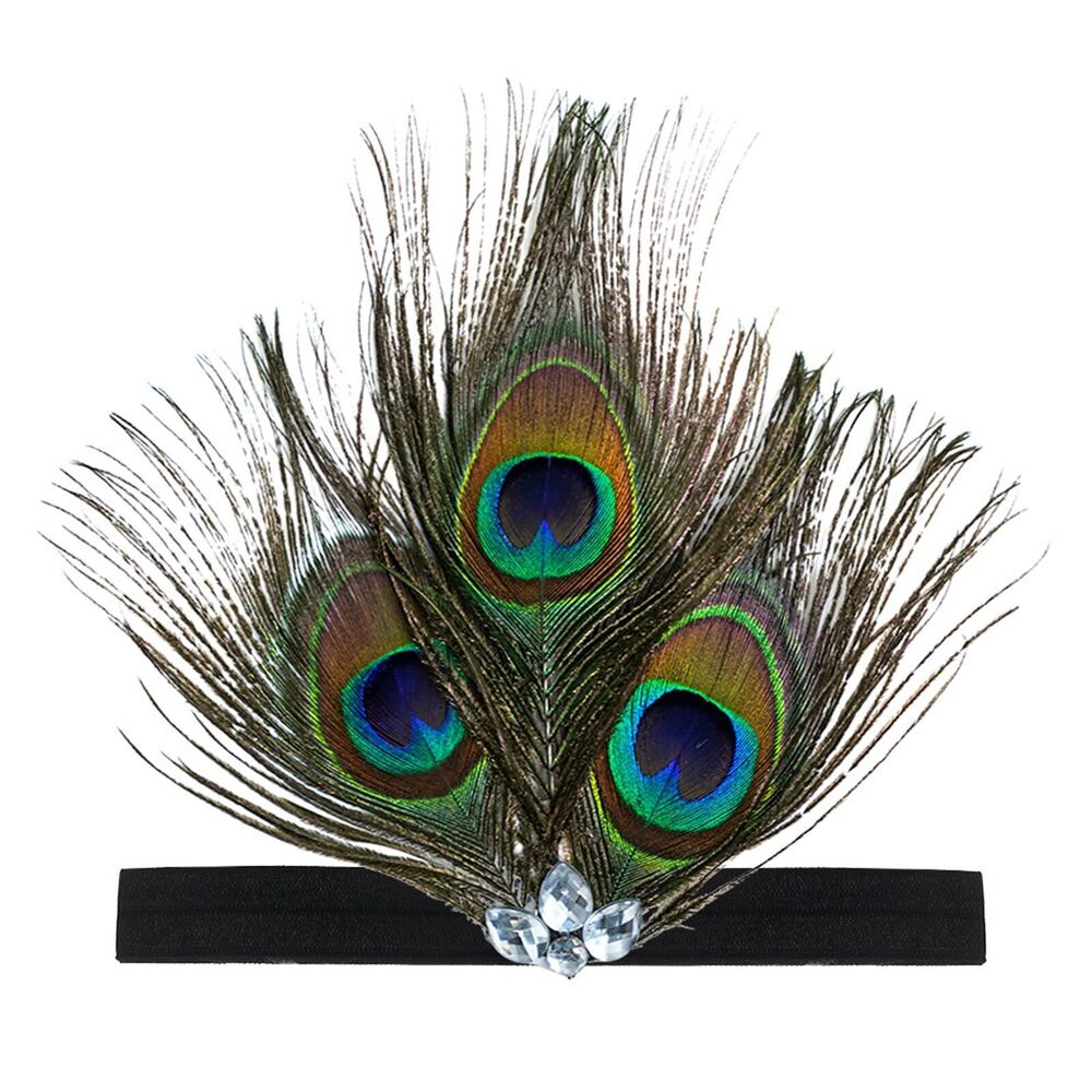 5027 Peacock Feather Headband 1920s Peacock Rhinestone Fascinator Headband